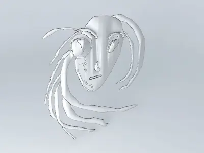 face fish with long hair Free 3D model
