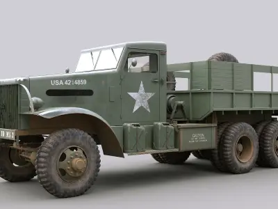 Cargo Truck US White 666 Low-poly 3D model