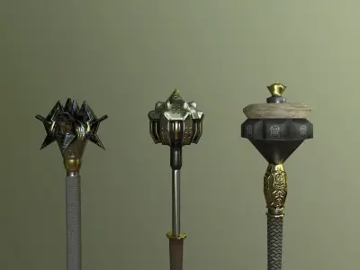 Sceptre pack PBR Free low-poly 3D model