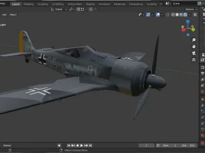 Focke Wulf Fw 190 Plane Low-poly 3D model