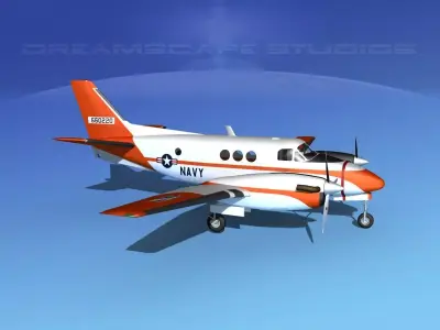 Beechcraft C-6 King Air US Navy 3D model