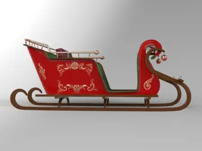 Santas Sleigh Low-poly 3D model