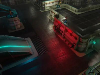 Top-Down Scifi modular Environment Low-poly 3D model