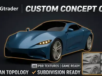 High Poly Car Game ready Sports Vehicle FBX OBJ STL 3D model