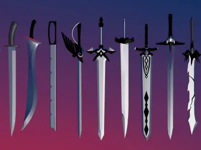 100 Fantasy Weapons Basemesh Pack V1 Free low-poly 3D model