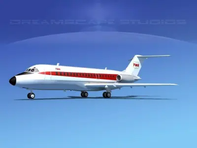 Douglas DC-9-15 TWA 1 3D model