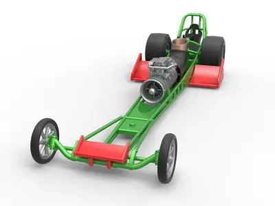 Front engine jet dragster Scale 1 to 25 3D print model