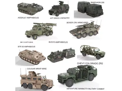 10 Military Vehicles Collection V1 Low-poly 3D model