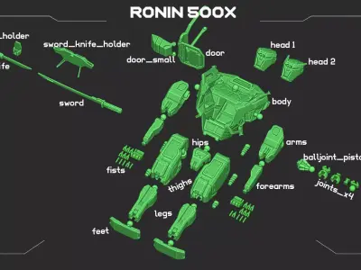 Ronin 500X Mech Samurai 3D print model purchase