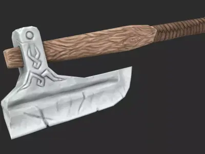Steel roughly forged axe Low-poly 3D model