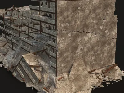 DESTROYED BUILDING 2 Low-poly 3D model