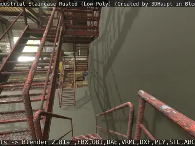 Modular Industrial Staircase Rusted Low-Poly Low-poly 3D model