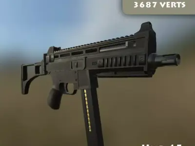 Ump 45 Low Poly Low-poly 3D model