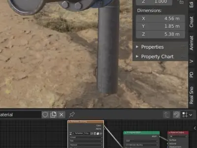 Industrial Metal Pipeline Valve for Water Remastered Low-poly 3D model