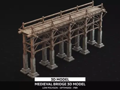 Medieval Bridge 3D Model - PBR Textures Low-poly 3D model