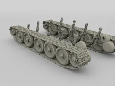 T-34 Tank Tracks and Suspension 3D model