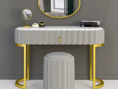 Dressing table -Vanity Set With Drawer Mirror 3D model