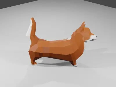 Korgy polygonal dog Low-poly 3D model
