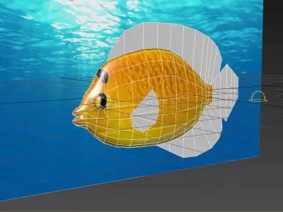 Yellow Angel Fish Low-poly 3D model