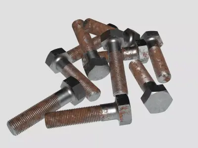 Rusty bolt set 3D model