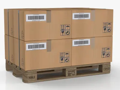 Pallet with Boxes T1 Low-poly 3D model