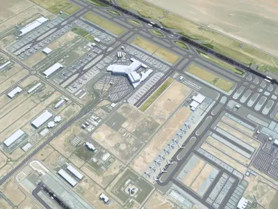 Dubai Al Maktoum International Airport 15km Low-poly 3D model