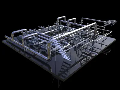 Industrial boiler room 3D model