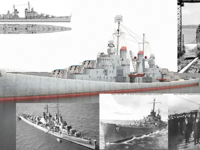 USS Atlanta CL-51 Low-poly 3D model