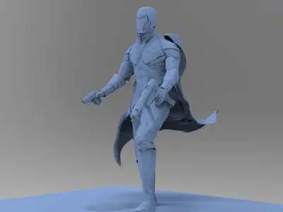 Sci-fi armored warrior with guns 3D model