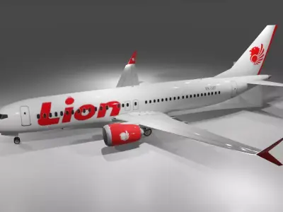 Lion Air Boeing 737 max 8 3D model with cockpit Low-poly 3D model