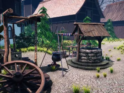 Medieval Modular City - Buildings Windmill and Environment Low-poly 3D model