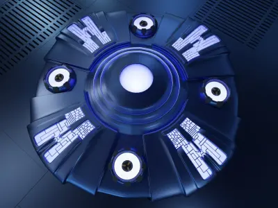 UFO 5 Rover Wheel Spaceship - Ovni - Flying Saucer 3D model