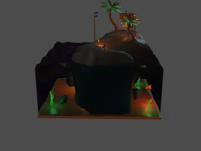 Night Island Low-poly 3D model
