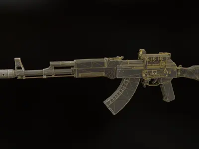 AK-47M ak - rifle Low-poly 3D model