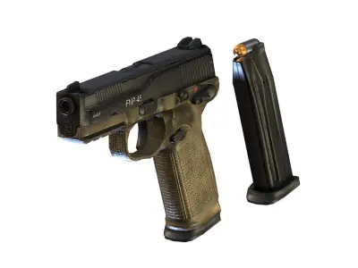 Pistol FN FNP-45 USA Semi-Automatical Gun 45 ACP Low-poly 3D model