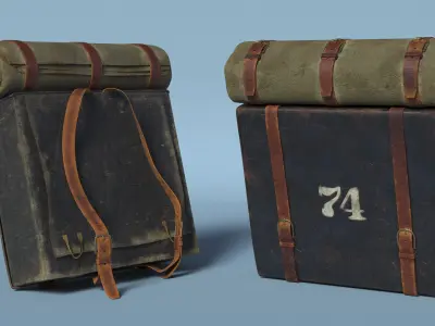 Old Rare Shorts Patent Backpack with Straps 3D model