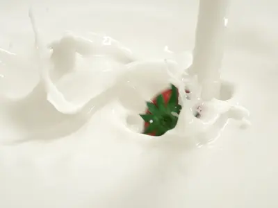 falling Strawberry into Milk and Chocolate Animated Splash 3D model