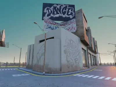 Street Block Low-poly 3D model