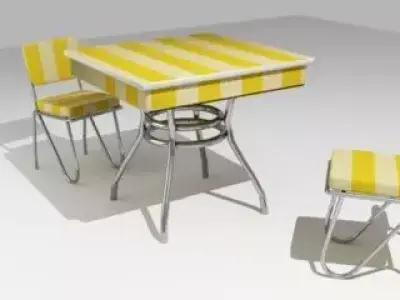 Chairs and square table Free 3D model