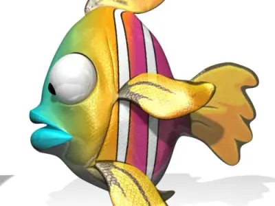 Cartoon Exotic Fish Rigged Low-poly 3D model