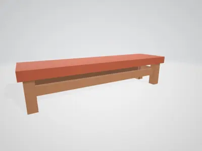 A set of minimalistic table with chairs and benches Low-poly 3D model