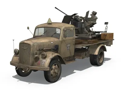 Opel Blitz with 2cm Flak 38 - DAK 3D model