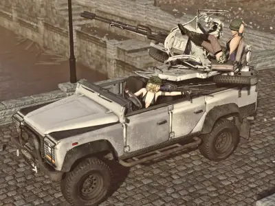 AA 2 Barrels Vehicle for DAZ3D 3D model