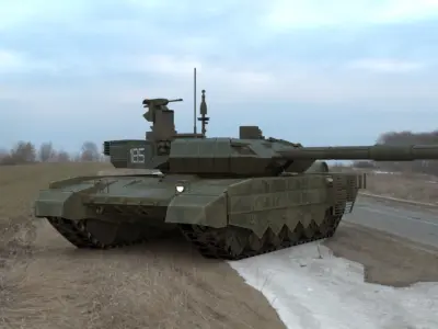 Battle-Worn T90MS Main Battle Tank - 3D Model Low-poly 3D model