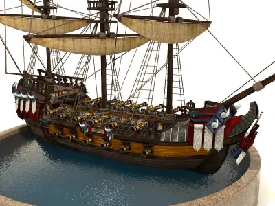 Pirate Ship Low-poly 3D model
