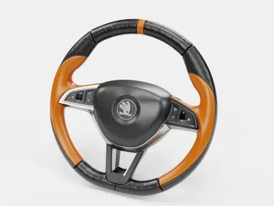 Brown Cover Steering Wheel 3D model