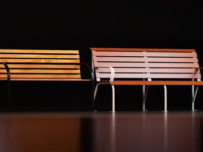 Modern Outdoor Wooden Bench Pack 3D model