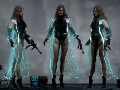 Sci Fi Mercenary Girl Low-poly 3D model