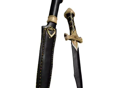 Obsidian Dagger with Gold Inlay 3D model