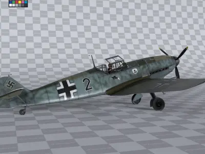 Messerschmitt BF109 German Fighter Airplane Green V1 3D model